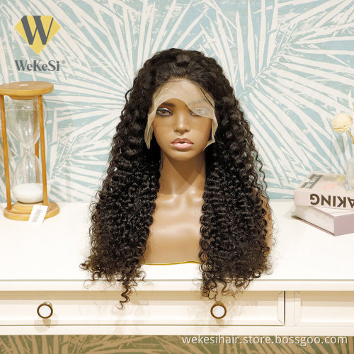WKS 100% Raw Virgin Indian Human Hair Wig Kinky Curly HD Full Lace Frontal Wig Pre Plucked Lace Front Wig for Black Women